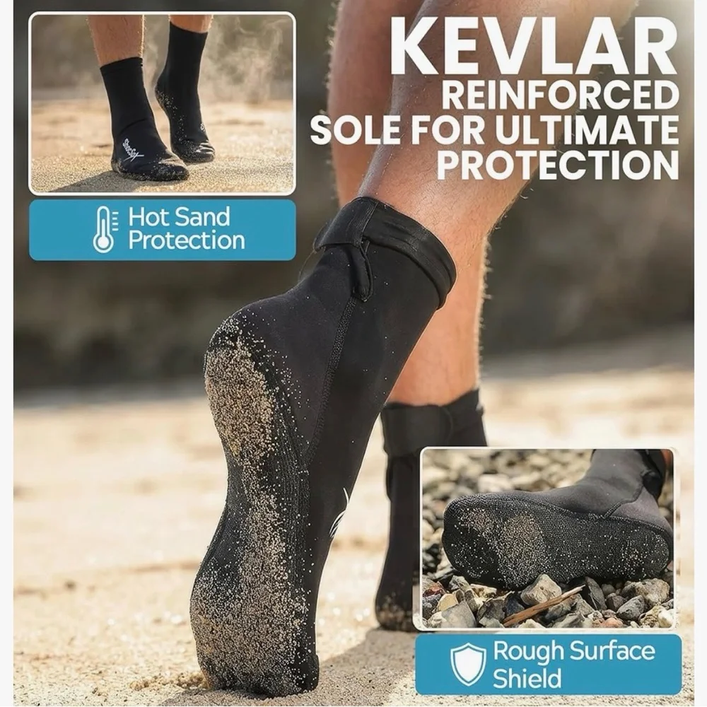 ShocSox Black Water Socks with Kevlar Sole Volleyball Soccer Athletic
